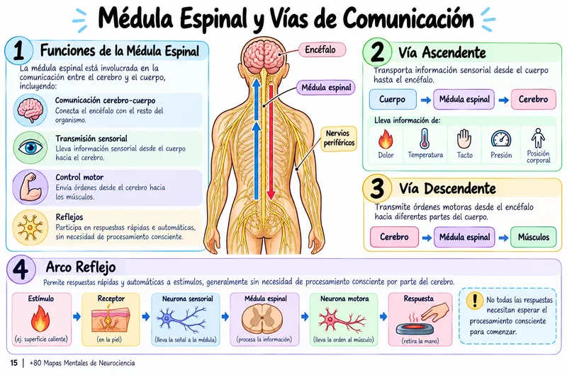 Mapa mental: médula espinal y vías de comunicación